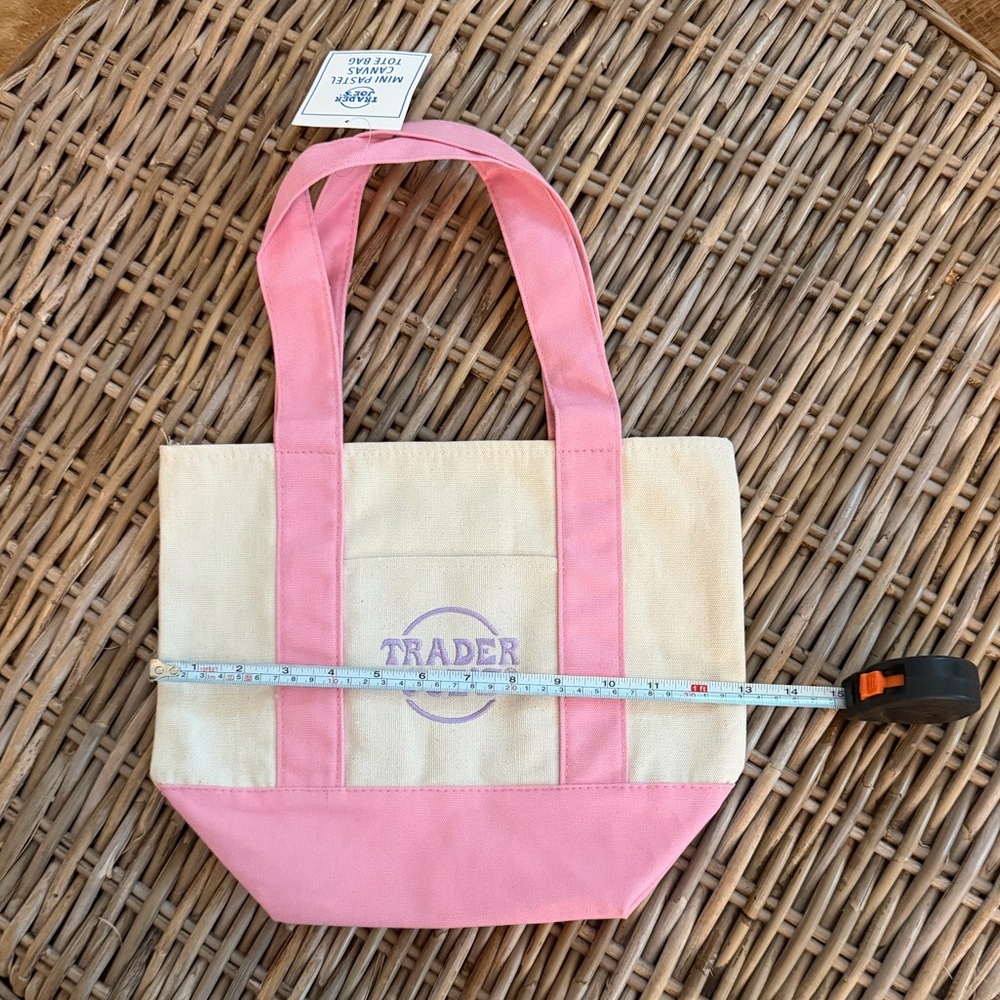 New! Trader Joe's mini tote bag- pink - perfect for Easter basket! - Picture 2 of 5